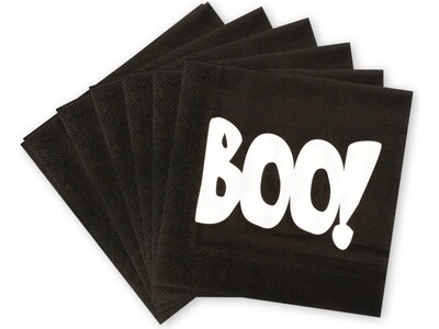Pukka Party Boo! Halloween Paper Napkins, Black, 16/Pack (PTY553)