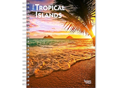 2024 BrownTrout Tropical Islands 6 x 7.75 Weekly & Monthly Engagement Planner, Multicolor (9781975