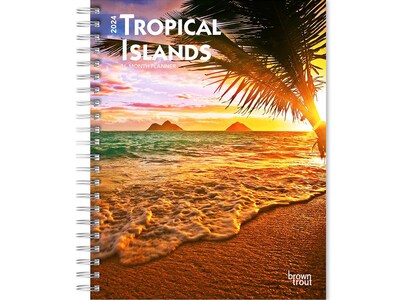 2024 BrownTrout Tropical Islands 6 x 7.75 Weekly & Monthly Engagement Planner, Multicolor (9781975