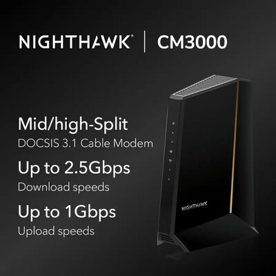 Netgear Nighthawk 32 x 8 DOCSIS 3.1 Cable Modem, Black (CM3000-100NAS)