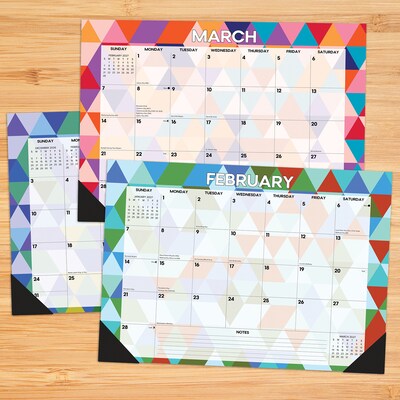 2027 Willow Creek Modern Geometric 17 x 12 Monthly Desk Pad Calendar, Assorted Colors (66485)