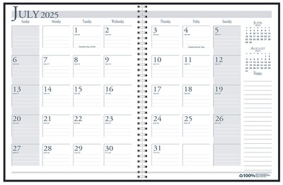 2025-2026 House of Doolittle 8.5 x 11 Academic Year Monthly Planner, Charcoal (226503-26)