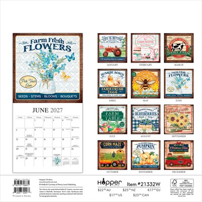 2027 BrownTrout Farmers Market 12 x 12 Monthly Wall Calendar (9781773728872)