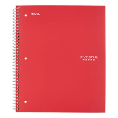 Five Star 1-Subject Wirebound Notebook, 8.5" x 11", Quad Ruled, 100 Sheets, Assorted Colors (MEA06190)