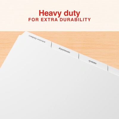Staples Print On Label Dividers, White, 5-Tabs, 30 Sets (ST63049)