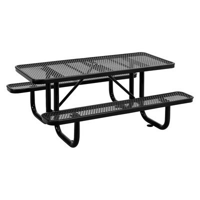 Global Industrial 6' Rectangular Outdoor Steel Picnic Table, Expanded Metal, Black (277152BK)