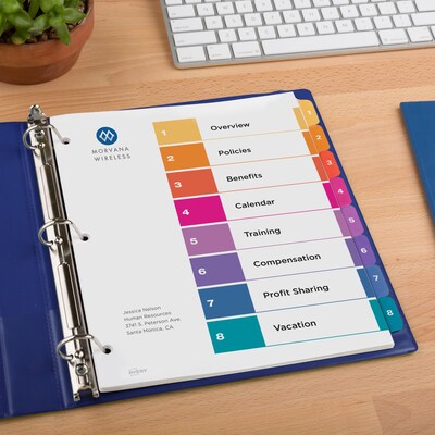 Avery Ready Index Table of Contents Paper Dividers, 1-8 Tabs, Multicolor (11133)