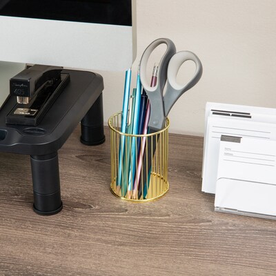 Mind Reader Metal Pen Holder, Gold, 3 Pieces (GOLDPEN3-GLD)