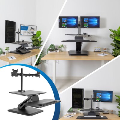 Mount-It! 24 W Manual Adjustable Standing Desk Converter with Dual Monitor Mount, Black (MI-7914)