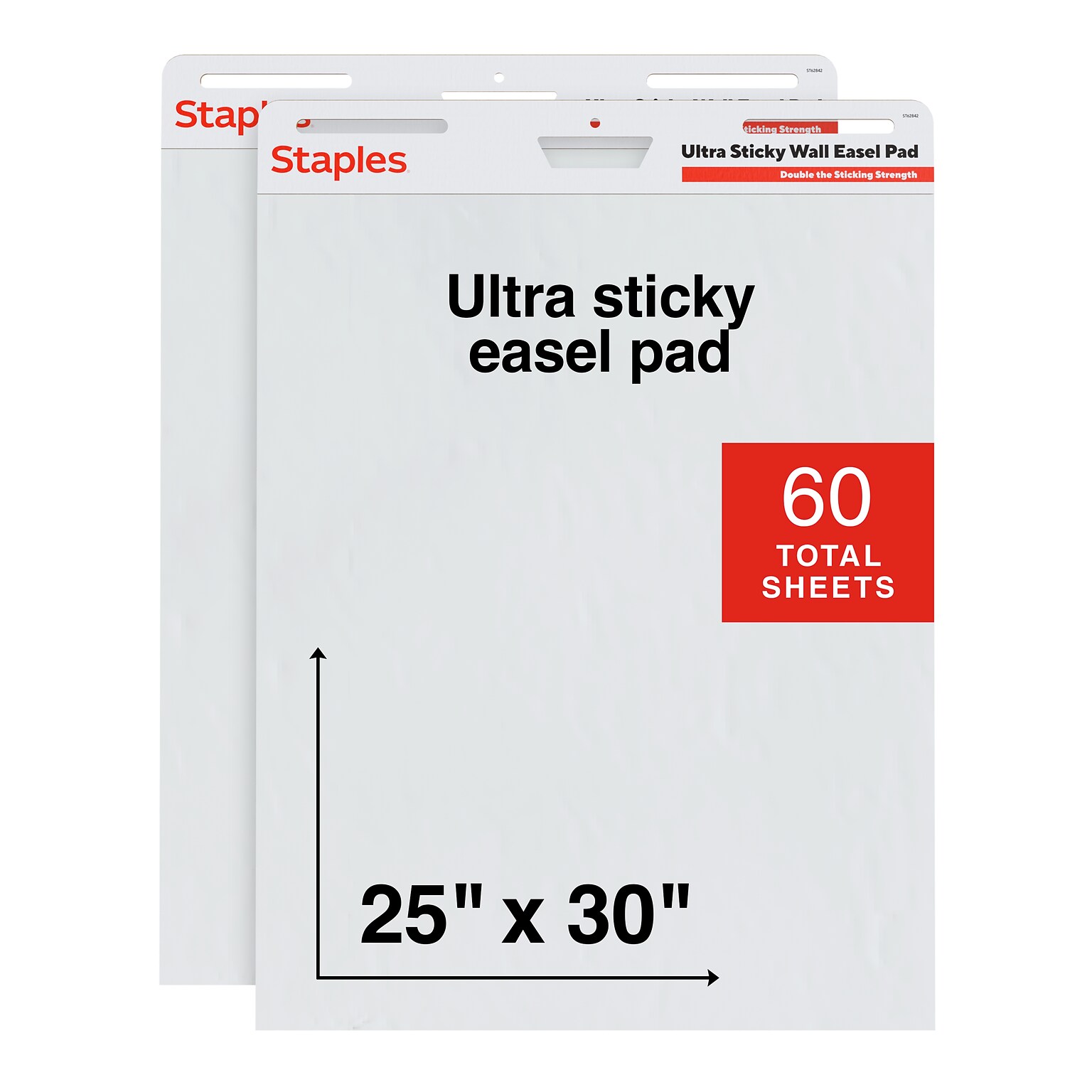 Staples Ultra Sticky Wall Easel Pad, 25 x 30, 30 Sheets/Pad, 2 Pads/Pack (ST62841)