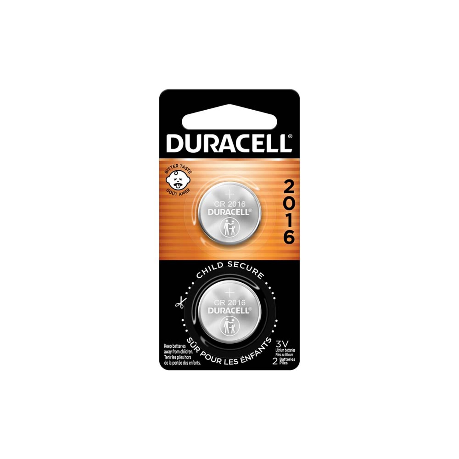 Duracell 2016 3V Lithium Coin Battery, 2/Pack (5005660)
