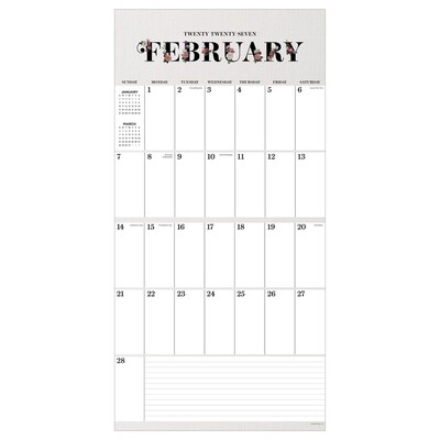 2027 TF Publishing Big Grid-Floral 12" x 12" Monthly Wall Calendar, Multicolored (27-1103)