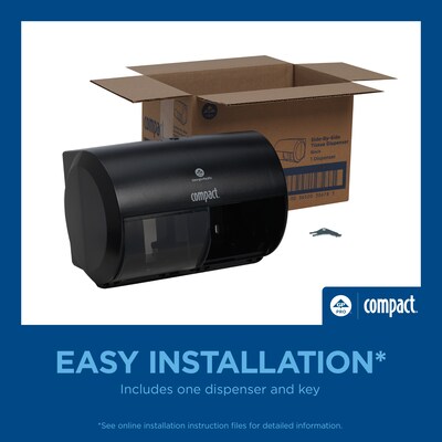 Compact 2-Roll Side-by-Side Coreless Toilet Paper Dispenser by GP PRO, Black (56784A)