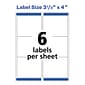 Avery Easy Peel Inkjet Shipping Labels, 3-1/3" x 4", Clear, 6 Labels/Sheet, 10 Sheets/Pack, 60 Labels/Pack (18664)