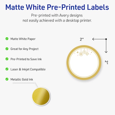 Avery Circle Multipurpose Labels, 2 Dia., White, 120/Pack (19479370536)