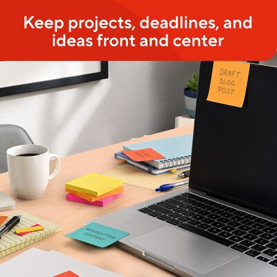 Staples Sticky Notes, 3" x 3", Assorted Colors, 2400 Sheets – Everyday Self-Stick Notes for Reminders, Planning & Collaboration