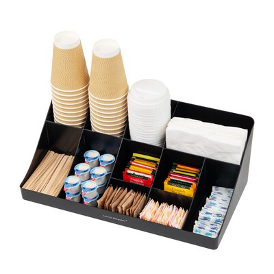 Mind Reader 11 Compartment Plastic Condiments Countertop Organizer, Black (COMORG-BLK)
