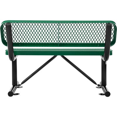 Global Industrial 4' Outdoor Steel Bench w/ Backrest, Expanded Metal, Green (695743GN)