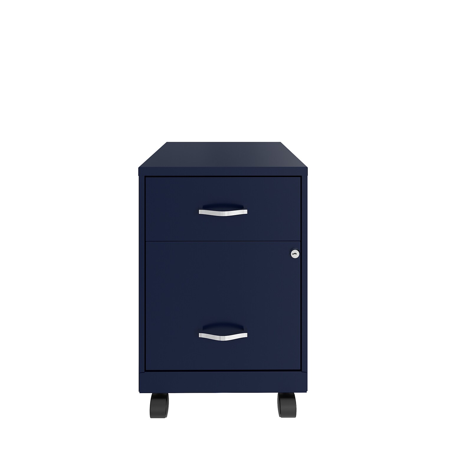 Space Solutions 18 2-Drawer Mobile Verticle File Cabinet with Accessory Drawer, Letter Width, Navy (25936)