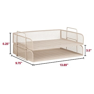 Staples Metal Mesh Side Loading Stackable Letter Tray, Letter Size, Warm White, 2/Pack (ST63841)