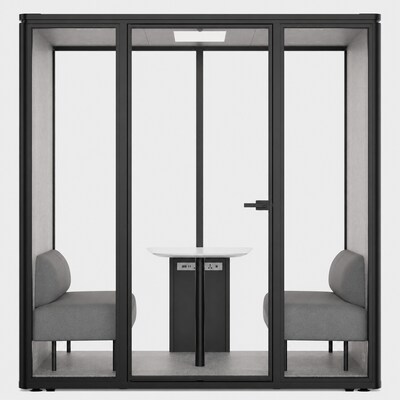 Uncaged Ergonomics Modular Acoustic Office Pod with Ventilation, Lighting and Power, Large, Black (POD-L-Black)