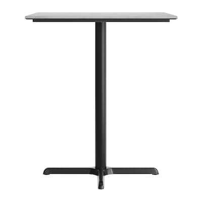 Flash Furniture Acadia Square Wooden Dining Table with X-Base, 36"D x 36"W, Gray Faux Concrete/Black Base (STSQ36CGT3030B)
