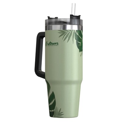 Outdoors Professional Stainless Steel Double-Walled Vacuum Insulated Tumbler with Straw, 30 oz., Tropical Green (OUTD9218)