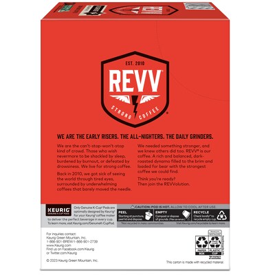 Revv Coffee No Surrender Coffee Keurig® K-Cup® Pods, Dark Roast, 96/Carton (6873CT)