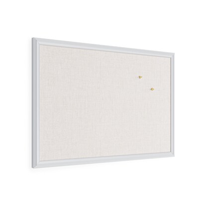 U Brands Self-Healing Cork Linen Bulletin Board, White Decor Frame, 30" x 20" (2074U00-01)