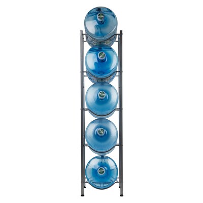 Mind Reader 5-Shelf Mobile Water Jug Stand Holder, Metal, Silver (5TJUG-SIL)