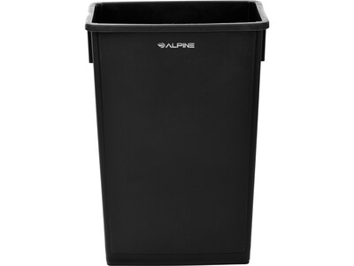 Alpine Plastic Trash Can with Dolly, 23-Gallon, Black (ALP477-BLK2-PKD)