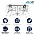Flash Furniture Lila Indoor-Outdoor Table Set with 4 Slat Back Chairs, 27.5, Aluminum (TLH28SQ017BC