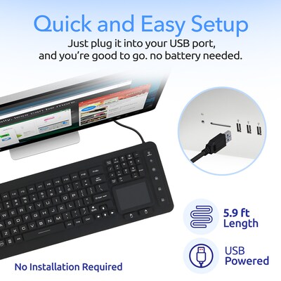 Delton M70 Wired Airtight Waterproof Keyboard, Black (DKBWM70-U)