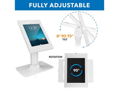Mount-It! Adjustable Anti-Theft iPad Countertop Stand, White (MI-3771W_G10)