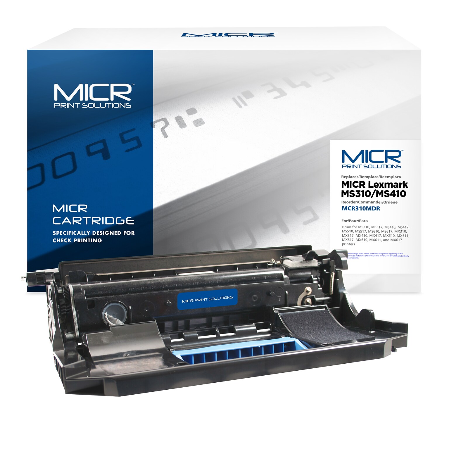 MICR Print Solutions Compatible Black Standard Yield MICR Toner/Drum Replacement for Lexmark MS310/MS410