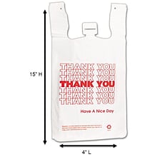 Myers Barnes Associates Thank You Shopping Bags, 15 x 4, White, 2000/Carton (BPC6415THYOU)