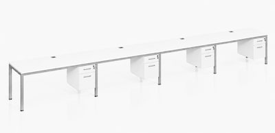 Boss Office Products Simple System 66W Desk with Pedestal, White, 4/Set (SGSD010-102-WT)