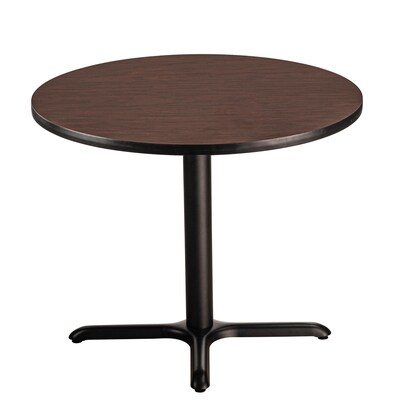 NPS CT Series 36 Round 30 Height Cafe Table, X Base, Black Frame/Mahogany Top (CT13636XDPBTMMY)