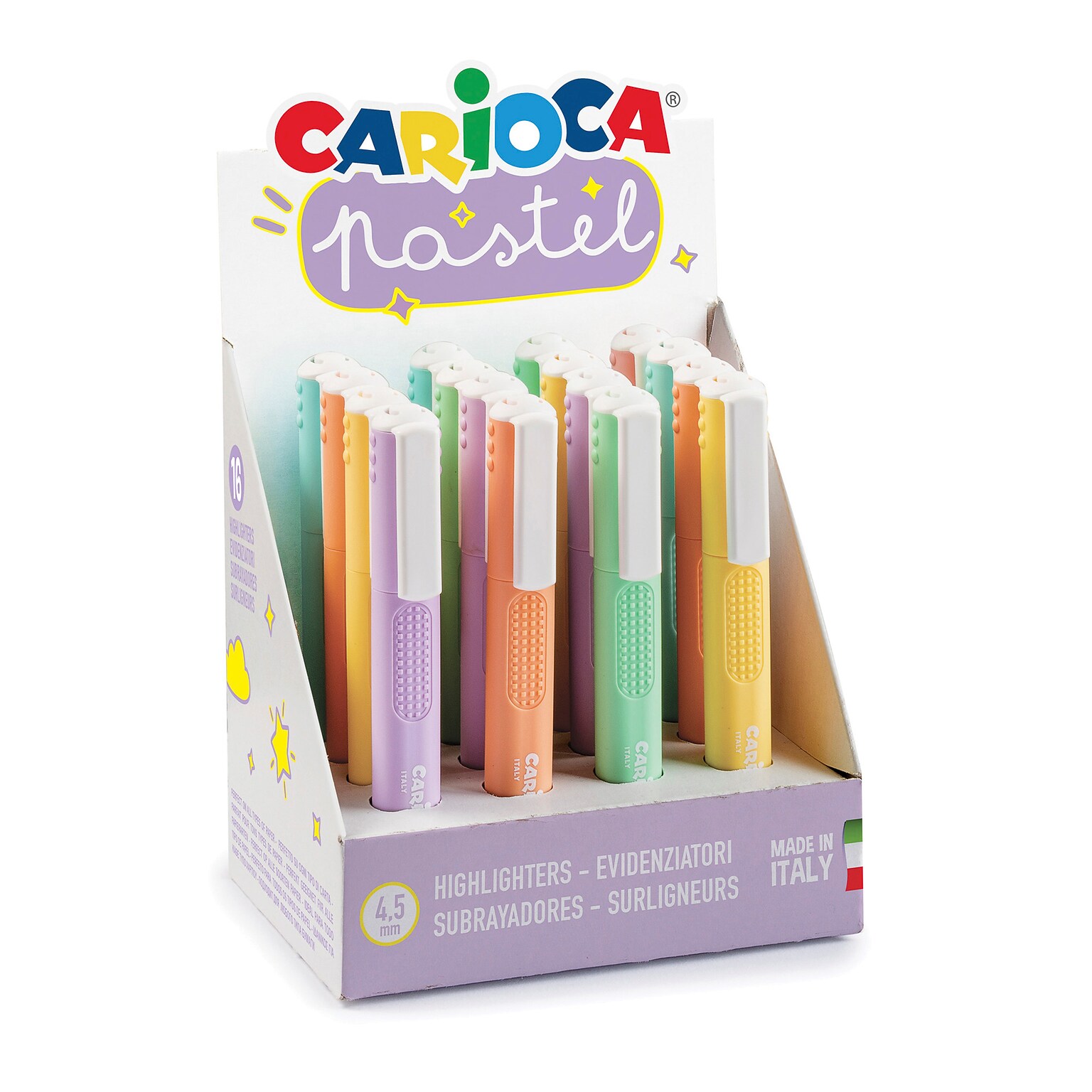 CARIOCA Pastel Highlighter with Grip, Chisel Tip, Assorted Colors, 16/Set (CRA43035)