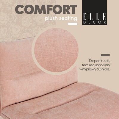 Elle Decor Ariana Armless Ergonomic Fabric Swivel Computer and Desk Chair, Pink (60121-PNK)