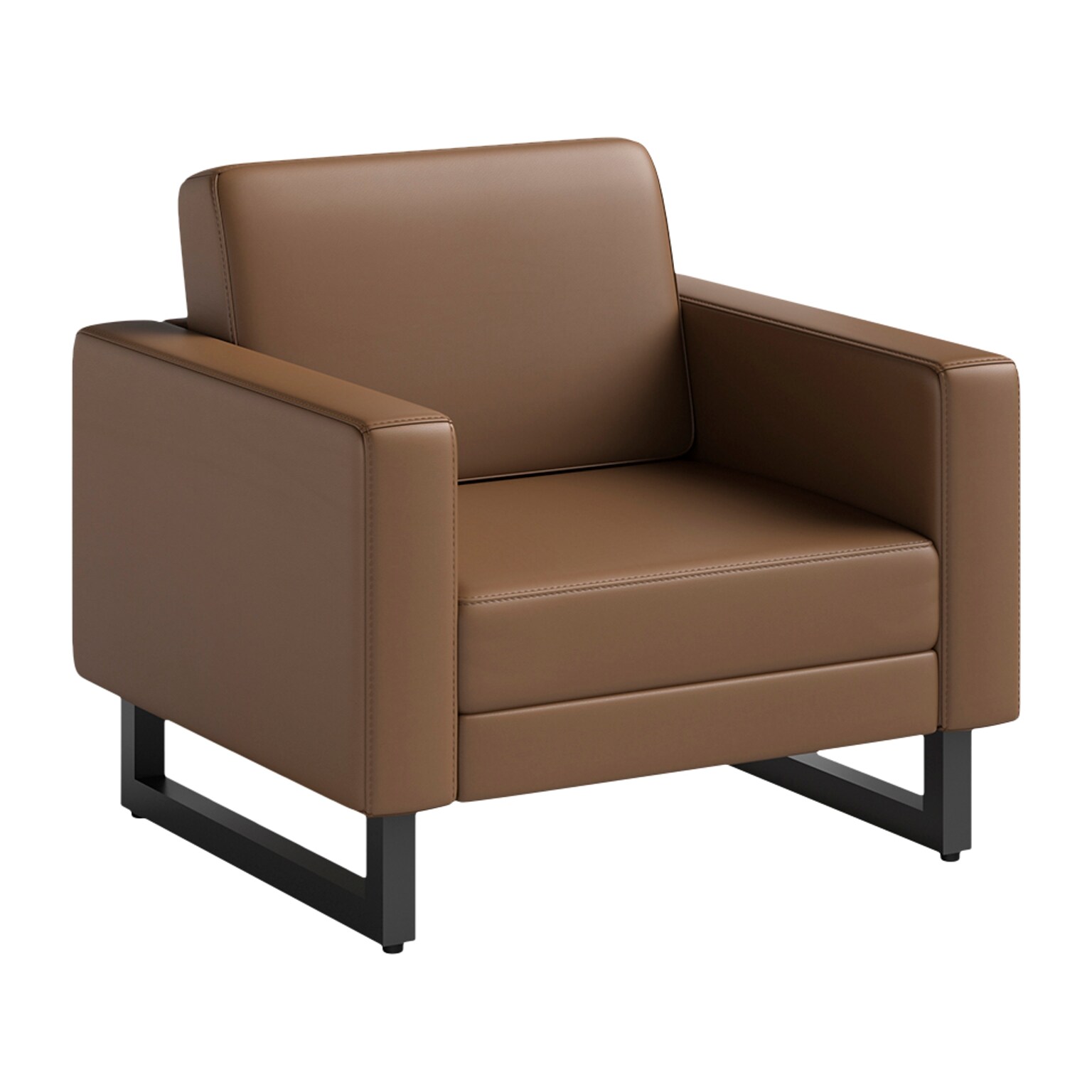 Safco Mirella Vinyl Lounge Chair, Cognac/Black (1732MRL2BLKCOG)