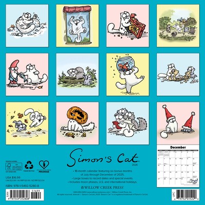 2026 Willow Creek Simons Cat 12 x 12 Monthly Wall Calendar (52808)