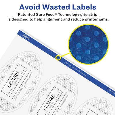 Avery Laser/Inkjet Multipurpose Oval Labels, 3.25" Dia, Glossy Clear, 200/Box (94059)