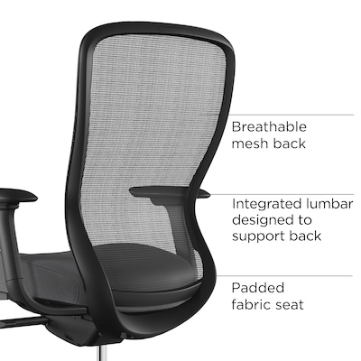 Union & Scale™ Workplace2.0™ Ergonomic Ayalon Mesh Back Fabric Swivel Task Chair, Black/Gray (UN5940