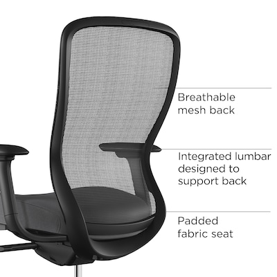 Union & Scale™ Workplace2.0™ Ergonomic Ayalon Mesh Back Fabric Swivel Task Chair, Black/Gray (UN59409)