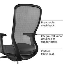 Union & Scale™ Workplace2.0™ Ergonomic Ayalon Mesh Back Fabric Swivel Task Chair, Black/Gray (UN5940