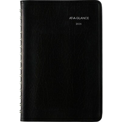 2026 AT-A-GLANCE DayMinder 5" x 8" Daily Planner, Faux Leather Cover, Black (SK46-00-26)