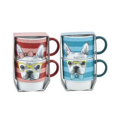 Gourmet Edge 4-pc 14oz Stoneware Stacking Mug Set