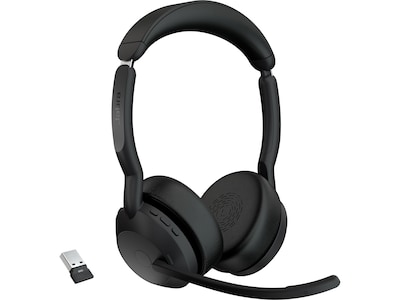 jabra Evolve2 55 Wireless Noise Canceling Bluetooth Stereo Headset, USB-A Adapter, UC-Certified (255