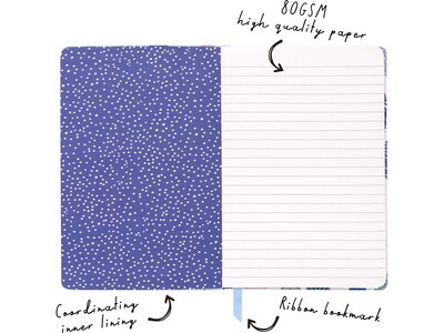 Carpe Diem Feathers Journal, 5.24 x 8.27, Wide-Ruled, Multicolor, 192 Pages (9373-CD)